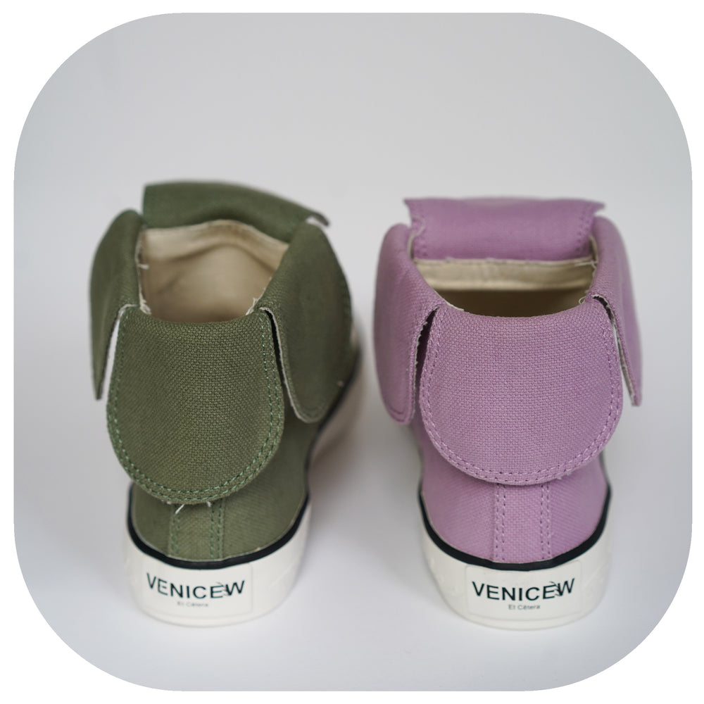 Hemp Elephant Shoes [Dusty Green&Pink] - Hi Top