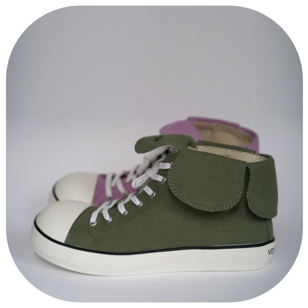 Hemp Elephant Shoes [Dusty Green&Pink] - Hi Top